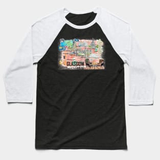 Glasgow Scotland Illustrated Travel Map With RoadsS Baseball T-Shirt